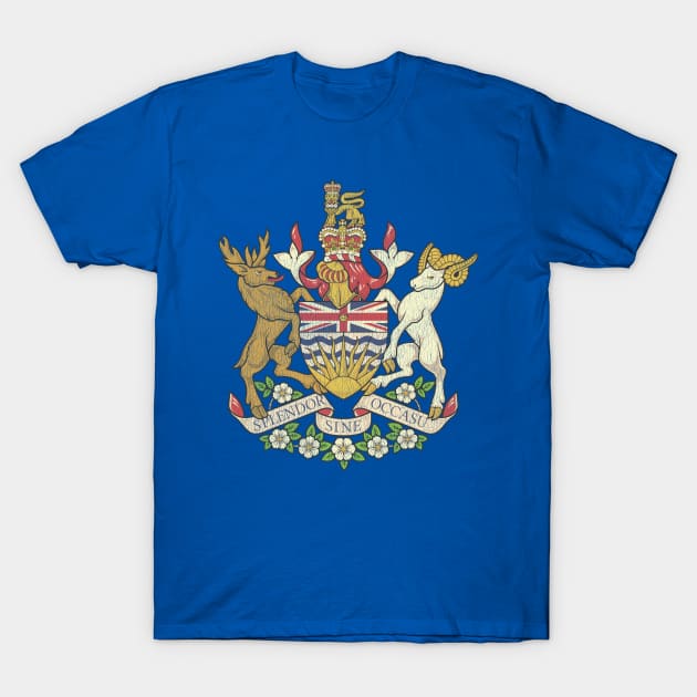 Vintage Distressed Coat of Arms British Columbia T-Shirt by darklordpug